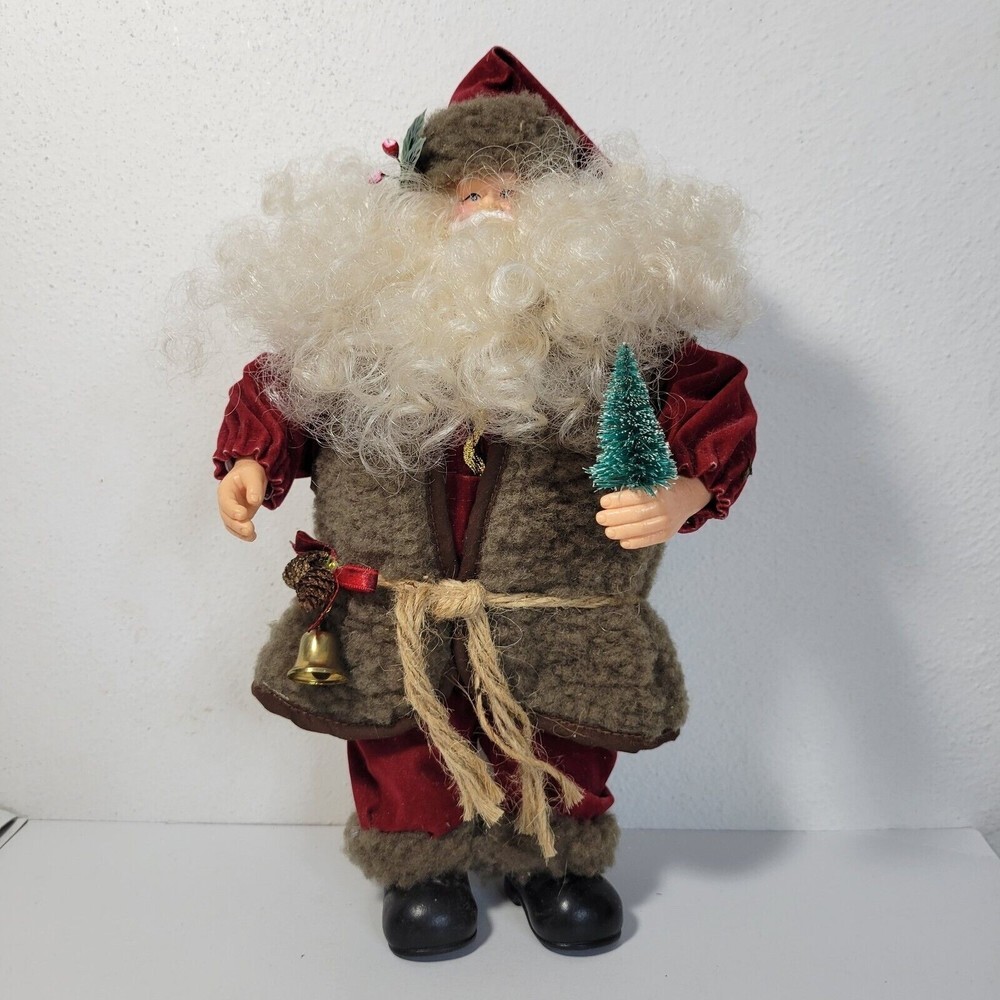 12" Santa Standing Plastic And Cloth